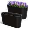Whizmax 2 Pack Tall Oval Planter Box with Wheels Modern Flower Pots with Water Level & Removable Insert Bucket for Outdoor Patio, Garden, Window - 2 of 4
