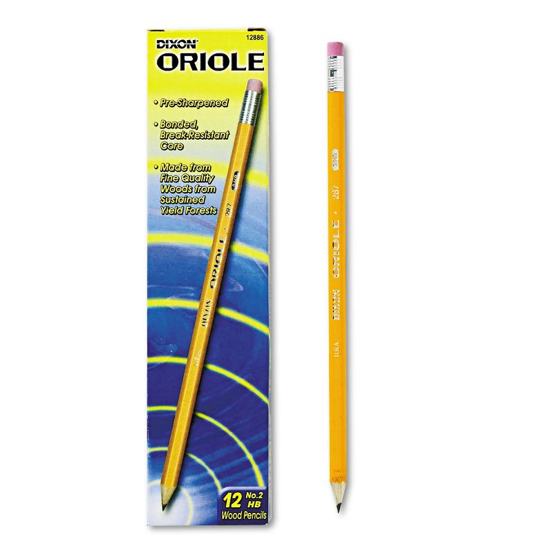 Dixon Oriole Woodcase Presharpened Pencil HB #2 Yellow Dozen 12886, 1 of 4