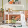RISOKEYS Twin Over Twin Bunk Bed - Low Bunk Bed Metal Bunk Beds with Ladder and Full-Length Guardrail for Girl & Boy, No Box Spring Needed - White - 2 of 4