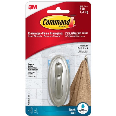 Command Medium Hook Traditional Brushed Nickel 1 Hook 24358305