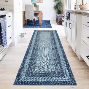 Modern Washable Area Rug, Non Slip Indoor Print Mat For Living Room Bedroom Dining Room Kitchen Enterway, Low Pile Stain Resistant Foldable Carpet - 1 of 4