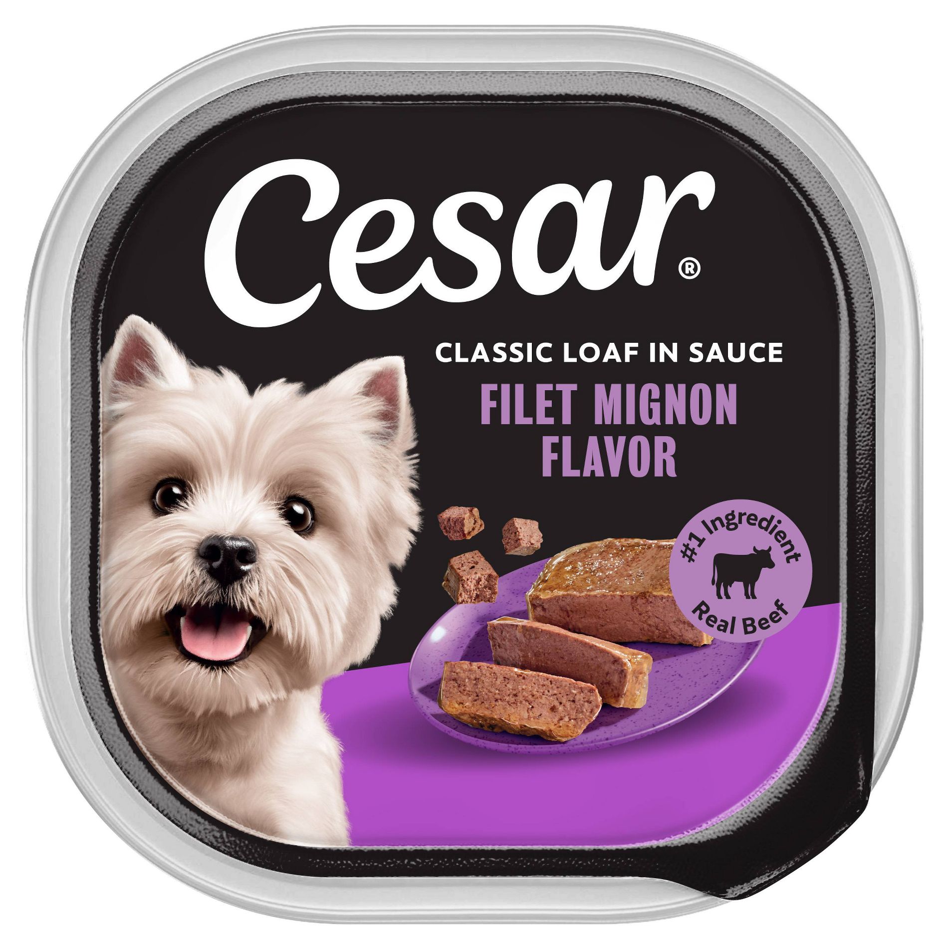 Cesar Steak, Beef, Gravy and Red Meat Flavor Classic Loaf in Sauce Small Breed Wet Dog Food - 3.5oz