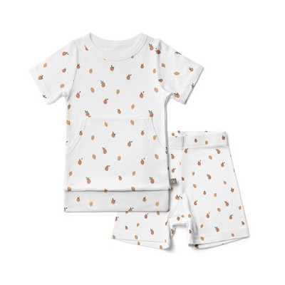 Goumikids Kids Viscose From Bamboo + Organic Cotton S/s Biker Set, 10-12, citrus
