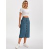 INSPIRE CHIC Women's Denim Button Down Front Slit with Pockets High Waist Pencil Midi Skirts - 3 of 4