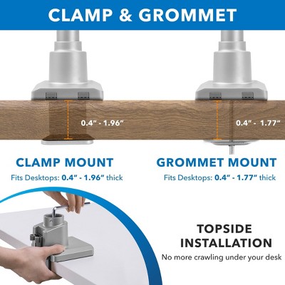 Silver Adjustable Gas Spring Single Monitor Desk Mount