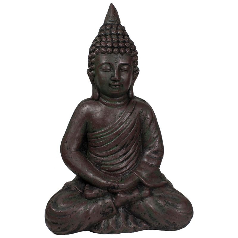 Northlight 17.5" Dark Brown Meditating Buddha Outdoor Garden Statue, 1 of 6
