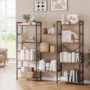 Industrial Triple-Column Bookcase – 11 Adjustable Shelves, 100LB/Shelf Capacity, Steel Frame & Particle Board (Black/Brown) - 1 of 4