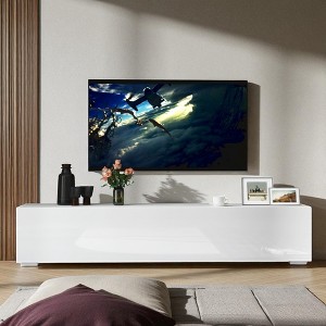 Modern Floating TV Stand for 50-59 Inch TVs, Wall Mounted Entertainment Console with Drop-Down Storage Cabinets for Living Room or Bedroom - 1 of 4