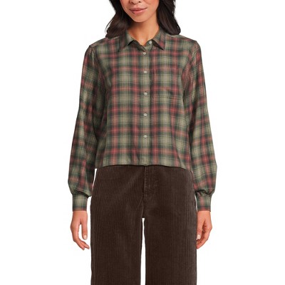 Lands' End Women's Cropped Flannel Shirt