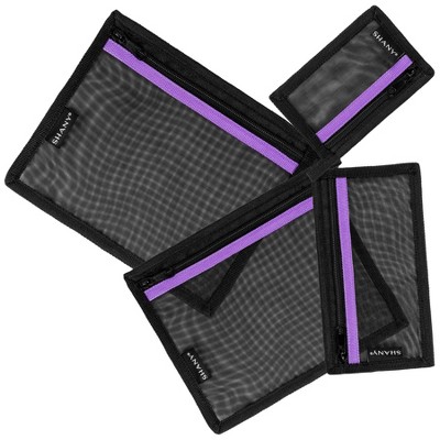 SHANY Mesh Travel Toiletry and Makeup Bag Set - Black  - 4 pieces