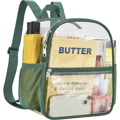 Hachikiko Small Transparent Mini Backpack for Concert, Beach, Work, Travel & Sporting Events with Padded Straps