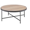 Vynxaria Industrial Round Coffee Table with Weathered Gray Oak Top Metal Trim Metal Legs X Crossbar Support 70lbs Weight Limit KD No Storage - 4 of 4