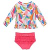 RuffleButts Girls UPF50+ Long Sleeve Rash Guard Bikini - 2 of 4