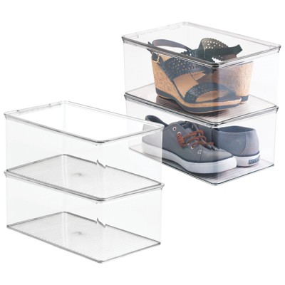 Mdesign Plastic Stackable Closet Shoe Storage Box, Side Opening, 12 Pack,  Clear : Target