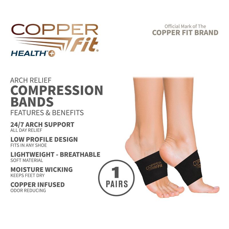 Copper Fit Arch Relief Compression Band - Black, 4 of 6