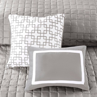 Gray Full Microfiber 8-Piece Comforter and Quilt Set