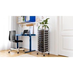 Seville Classics airLIFT 48" Tempered Glass Top Desk with Drawer - 1 of 4