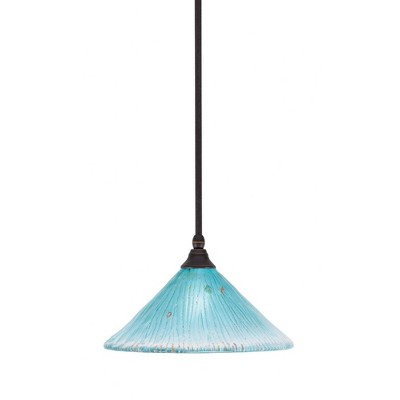 Toltec Lighting Any 1 - Light Pendant in  Dark Granite with 12" Teal Crystal Shade