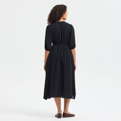 elbow sleeve midi dress London Times Women's Elbow-Sleeve Tiered - Rust Red/Cream tie belt Women's Puff Elbow Sleeve Embroidered