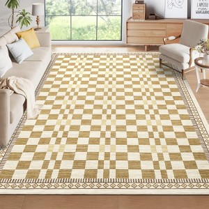 Washable Rugs for Living Room Modern Abstract Checkered Area Rugs - 1 of 4