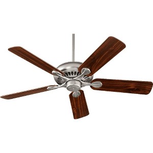 Quorum Lighting Pinnacle 52 Satin Nickel Ceiling Fan, 5 Blades, Optional Light Kit, 3 Speed Variable Control - 1 of 1