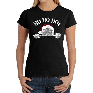 LA Pop Art Peeking Santa - Women's Word Art T-Shirt - 1 of 4