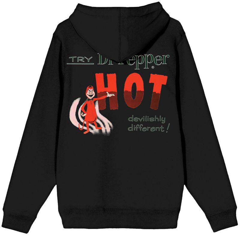 Dr. Pepper Devilishly Different Long Sleeve Black Men's Zip-Up Hooded Sweatshirt, 3 of 5