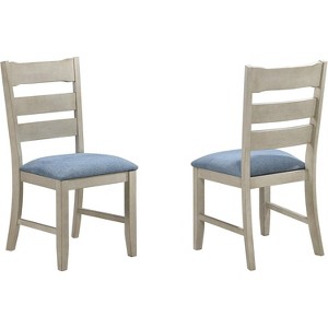 Kings Brand Furniture - Modena Wood Dining Upholstered Chairs - Set of 2 - Smoke White/Blue - 1 of 2