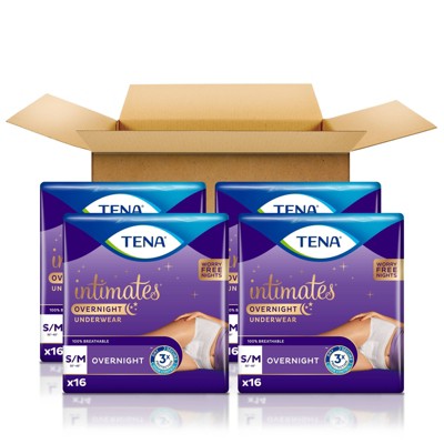 TENA Intimates Incontinence Underwear For Women, Overnight Lie Down Protection - S/M - 64ct