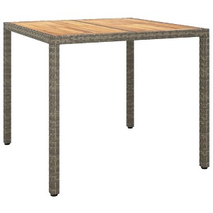 vidaXL Patio Table, 35.4"x35.4"x29.5" Poly Rattan and Acacia Wood Gray - 1 of 4