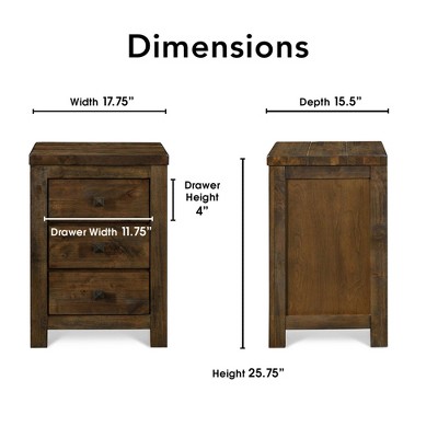 Rustic Brown 3-Drawer Wooden Nightstand with Beveled Handles