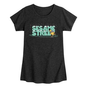 Girls' - Sesame Street - Snow Logo Fitted Short Sleeve Graphic T-Shirt - 1 of 4