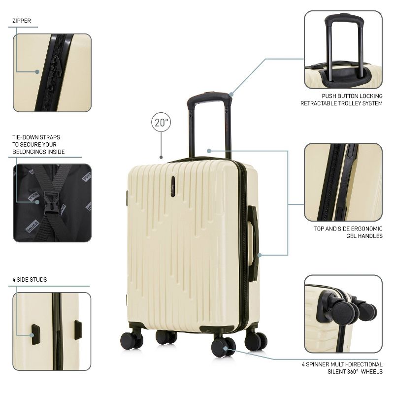 InUSA Drip Lightweight Hardside Carry On Spinner Suitcase - Sand, 4 of 18
