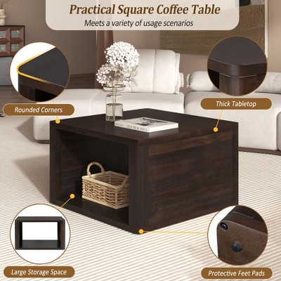 NicBex Farmhouse Storage Coffee Table, 2-Tier Design with Half Open Compartment, Rustic Side Table for Living Room Bedroom