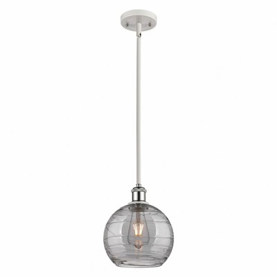 Athens Deco Swirl - 1 Light Stem Hung Mini Pendant In Industrial Style-10 Inches Tall and 8 Inches Wide