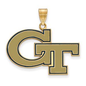 Black Bow Jewelry 14k Yellow Gold Plated Sterling Silver Georgia Tech Yellow Jackets NCAA Large Pendant - 1 of 3