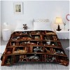 Wikineon Vintage Kitten Flannel Blanket Cat In The Bookshelf Throw Blanket Librarian Book Lover Gifts Fleece Blankets For Bed Couch Sofa 130x150cm - 4 of 4