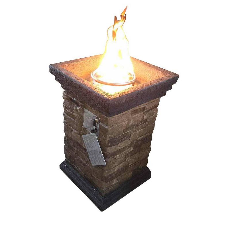 Rustic 20&#34; Outdoor Column Natural Rock Tall Propane Gas Fire Pit with Steel Base - Teamson Home, 4 of 6