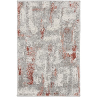 Nourison Elation Abstract Modern Grey Ivory 2' x 3'Area Rug, 2' x 3'