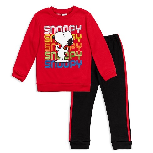 Peanuts Snoopy Toddler Boys Fleece Pullover Sweatshirt And Pants Set  Red/black 5t : Target