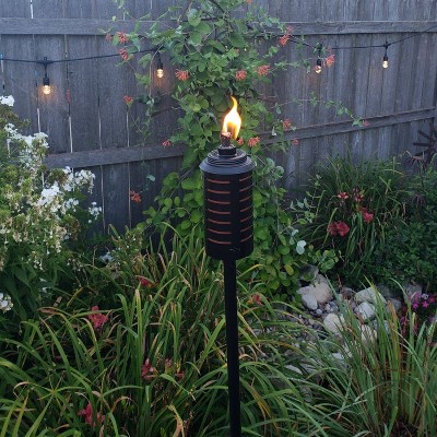 TIKI 65-Inch Black and Orange Metal Garden Torch Set