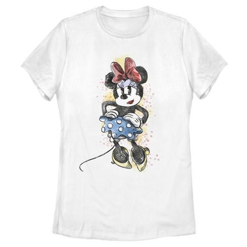 Women's Mickey & Friends Minnie Mouse Sketch T-shirt - White - X Large :  Target