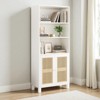 Mshliw 70.9" Tall Bookcase with Rattan Doors, 5-Tier Storage Wood Bookshelf for Living Room, Storage Cabinet for Bedroom, Library, or Home Office - 3 of 4