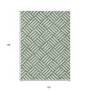 Green And Ivory Geometric Washable Indoor Outdoor Area Rug - 3 of 4