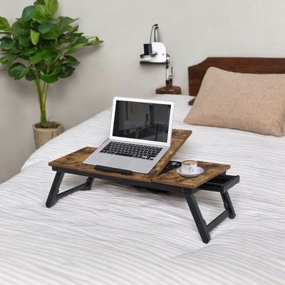 Adjustable Laptop Desk, Bed Sofa Breakfast Tray with Tilt Top, Right-Left Handed Design, Folding Legs, Drawer - Versatile and Convenient