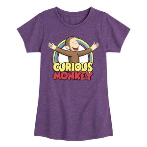 Girls' - Curious George - Classic Cartoons Fitted Short Sleeve Graphic T-Shirt - 1 of 4