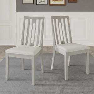 CasePiece Wooden Dining Chair With Warm Grey Cover (Set of 2) - 1 of 4