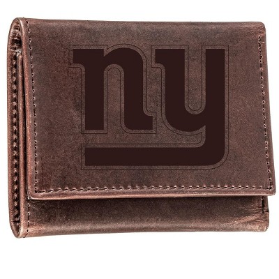 Evergreen NFL New York Giants Brown Leather Trifold Wallet Officially Licensed with Gift Box