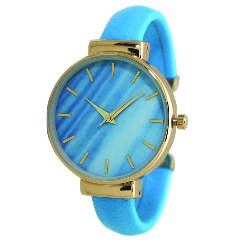 Olivia Pratt Gold-Accented Leather Bangle Fashion Watch With Gradient Face, 1 of 7