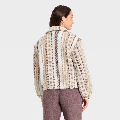 Women's Faux Sherling Fashion Jacket - Universal Thread' Cream - image 2